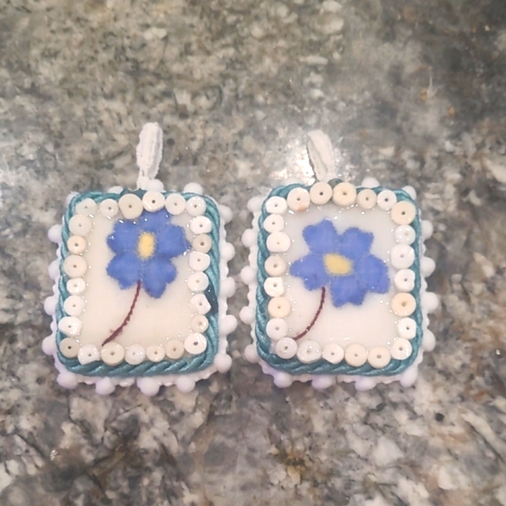 Blue and White Floral Vintage Earrings 3 Pair $15